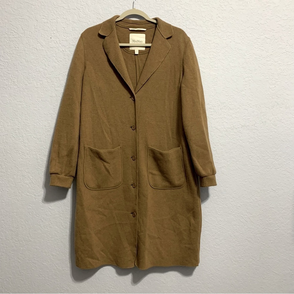 MaxMara Leisure Ecuador Camel Wool Jersey Coat